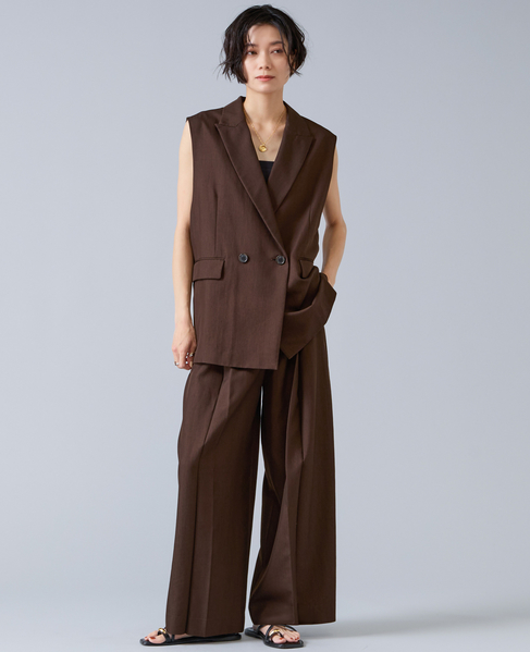 テンセルナイロンタックワイドパンツ 詳細画像 ブラウン 7