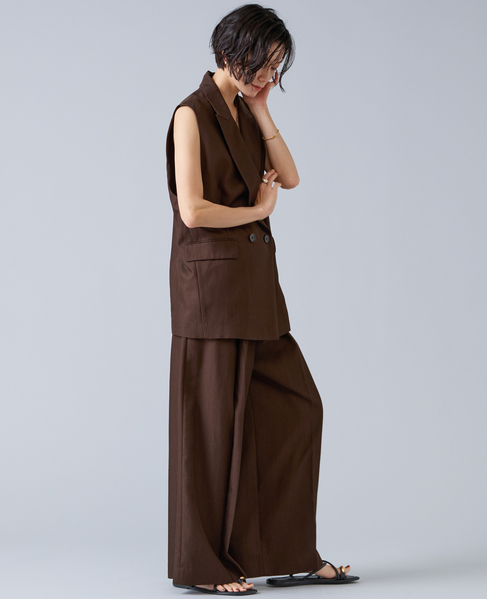 テンセルナイロンタックワイドパンツ 詳細画像 ブラウン 8