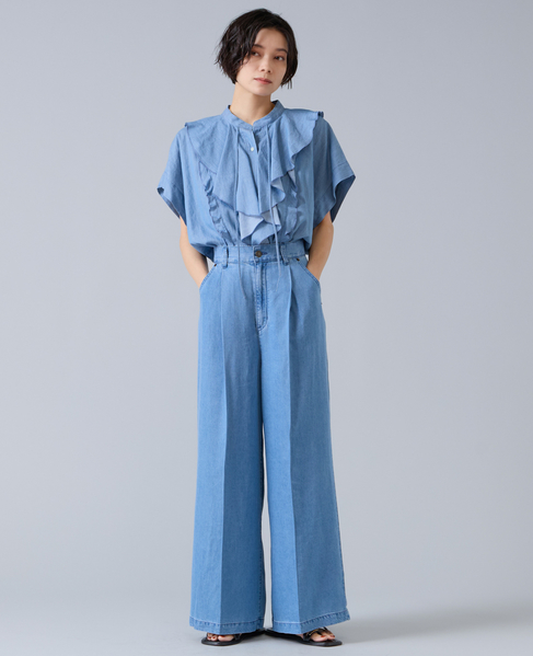 6オンステンセルデニムバギーパンツ 詳細画像 ライトブルー 2