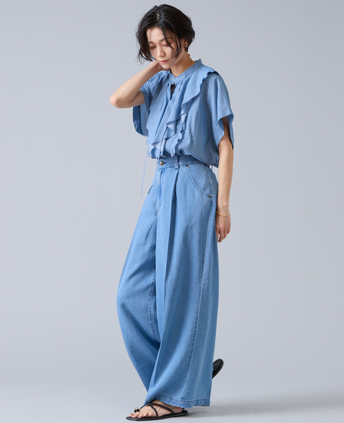 6オンステンセルデニムバギーパンツ 詳細画像 ライトブルー 4