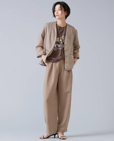 リネンタンブラーカーブパンツ 詳細画像 ベージュ 1