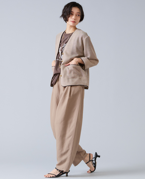 リネンタンブラーカーブパンツ 詳細画像 ベージュ 2