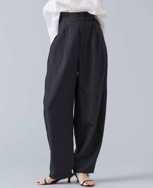 リネンタンブラーカーブパンツ 詳細画像 ブラック 1