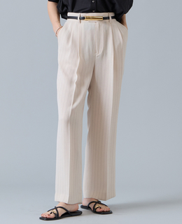 麻調タックワイドストレートパンツ