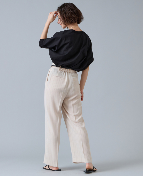 麻調タックワイドストレートパンツ 詳細画像 アイボリー 3