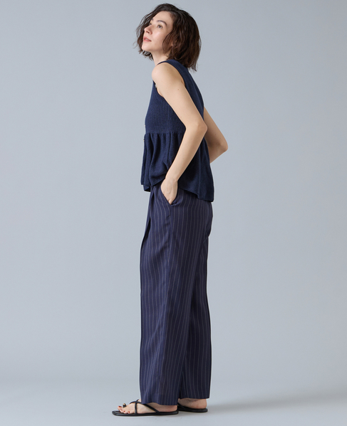 麻調タックワイドストレートパンツ 詳細画像 ネイビー 11