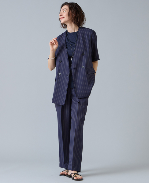 麻調タックワイドストレートパンツ 詳細画像 ネイビー 14