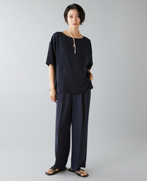 麻調タックワイドストレートパンツ 詳細画像 ネイビー 20