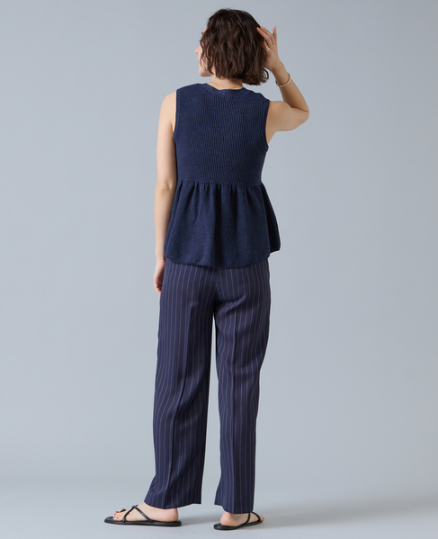 麻調タックワイドストレートパンツ 詳細画像 ネイビー 3