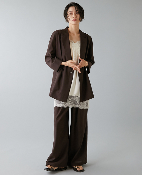 《定番》高機能素材ギャザーイージーパンツ 詳細画像 ブラウン 3