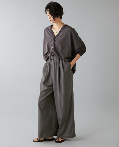 《定番》高機能素材ギャザーイージーパンツ 詳細画像 チャコールグレー 10