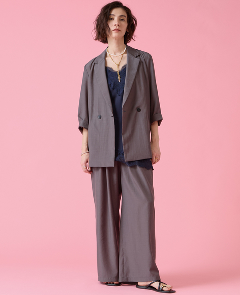 【定番】高機能素材ギャザーイージーパンツ 詳細画像 チャコールグレー 3