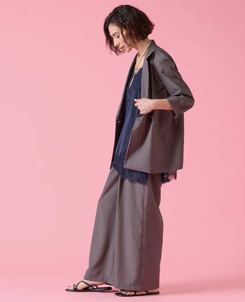 【定番】高機能素材ギャザーイージーパンツ 詳細画像 チャコールグレー 4