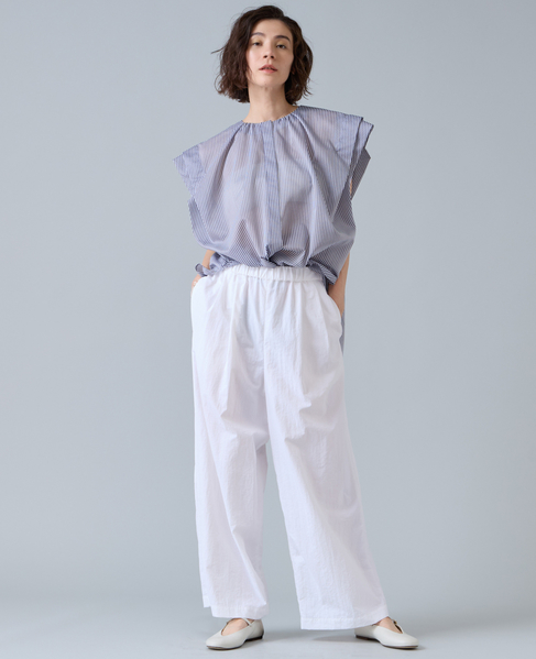 高機能素材ギャザーイージーパンツ 詳細画像 ホワイト 1