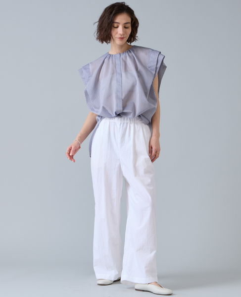 高機能素材ギャザーイージーパンツ 詳細画像 ホワイト 2