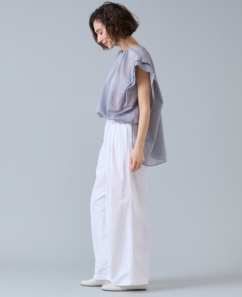 高機能素材ギャザーイージーパンツ 詳細画像 ホワイト 3