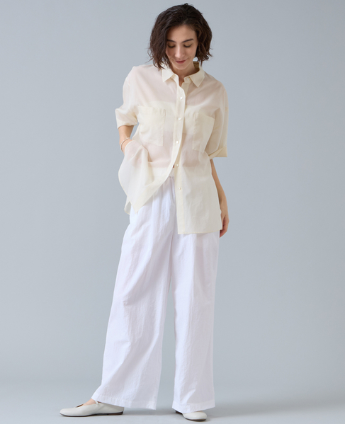 高機能素材ギャザーイージーパンツ 詳細画像 ホワイト 5