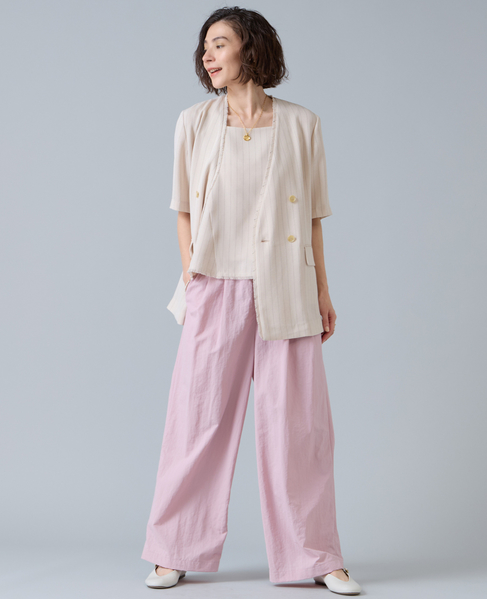 高機能素材ギャザーイージーパンツ 詳細画像 ピンク 7