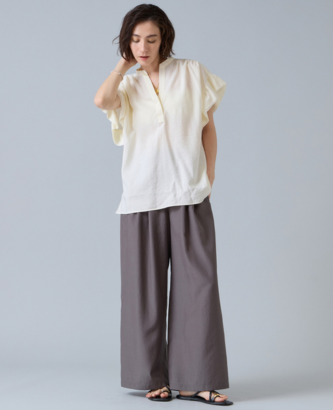 高機能素材ギャザーイージーパンツ 詳細画像 チャコールグレー 1