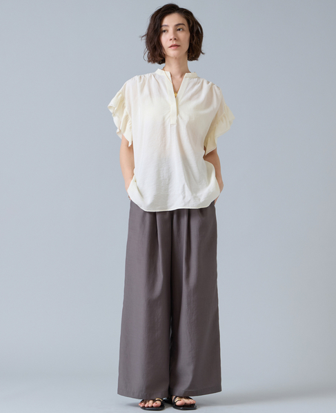 高機能素材ギャザーイージーパンツ 詳細画像 チャコールグレー 2