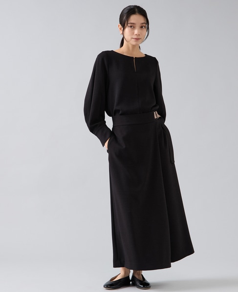 ラップ風ナロースカート 詳細画像 ブラック 3