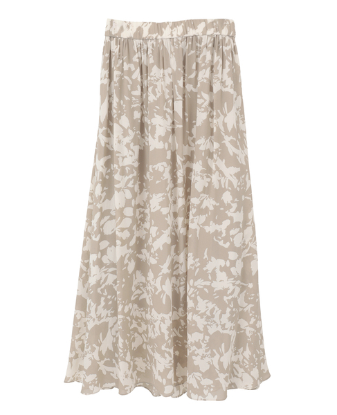 強撚割繊フラワープリントギャザーロングスカート 詳細画像 ベージュ 10