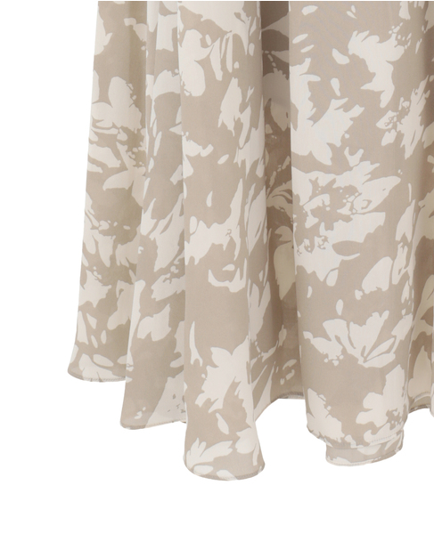 強撚割繊フラワープリントギャザーロングスカート 詳細画像 ベージュ 12