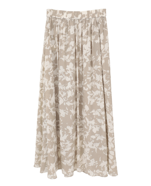 強撚割繊フラワープリントギャザーロングスカート 詳細画像 ベージュ 9