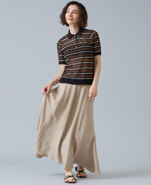 レーヨン/リネンバイヤスロングスカート 詳細画像 ベージュ 7