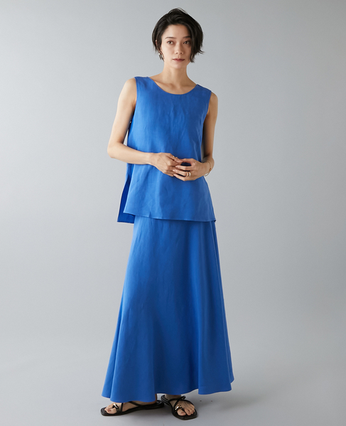 レーヨン/リネンバイヤスロングスカート 詳細画像 ブルー 2