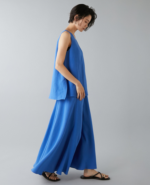 レーヨン/リネンバイヤスロングスカート 詳細画像 ブルー 4
