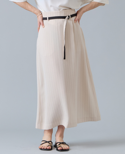 麻調ラップ風ナロースカート 詳細画像 アイボリー 1