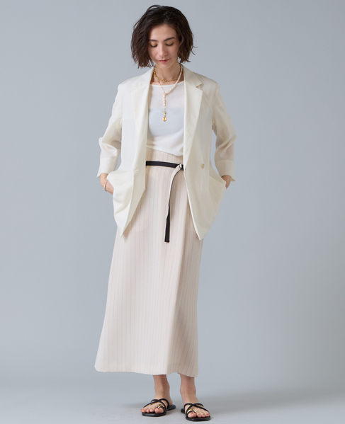 麻調ラップ風ナロースカート 詳細画像 アイボリー 10