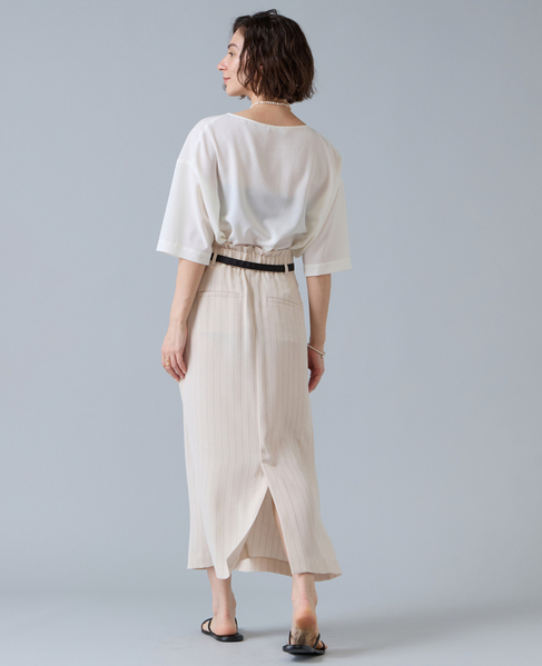 麻調ラップ風ナロースカート 詳細画像 アイボリー 5
