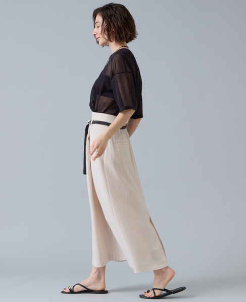 麻調ラップ風ナロースカート 詳細画像 アイボリー 7