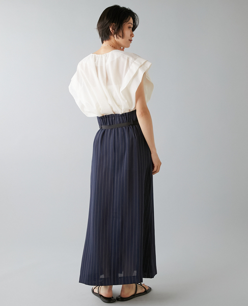 麻調ラップ風ナロースカート 詳細画像 ネイビー 5