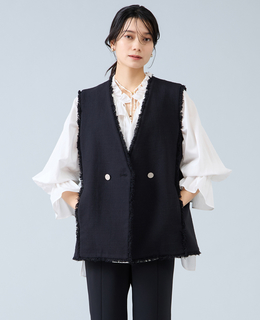 スラブツイードフリンジジレ