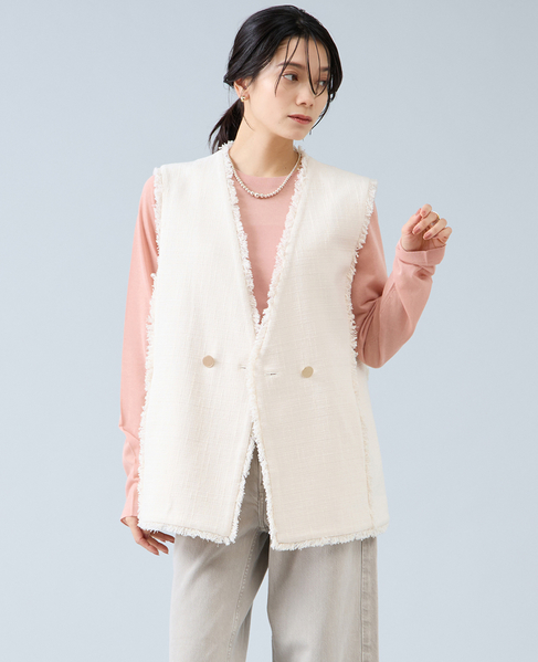 スラブツイードフリンジジレ 詳細画像 アイボリー 1