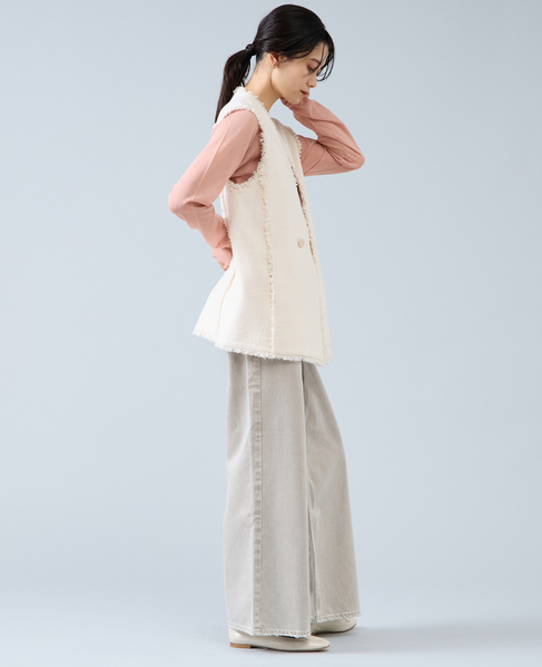 スラブツイードフリンジジレ 詳細画像 アイボリー 10