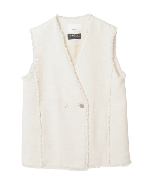 スラブツイードフリンジジレ 詳細画像 アイボリー 11