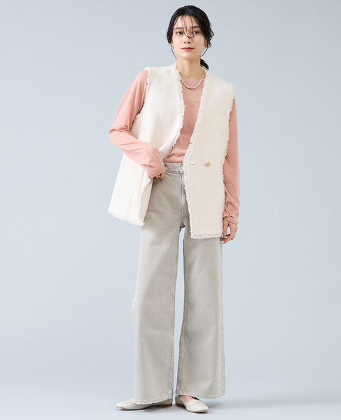 スラブツイードフリンジジレ 詳細画像 アイボリー 2