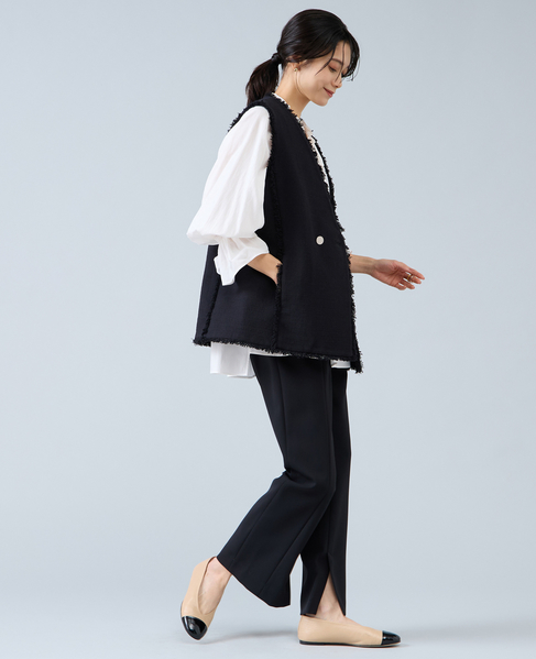 スラブツイードフリンジジレ 詳細画像 ブラック 2