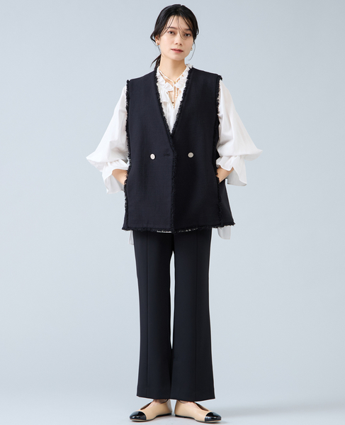 スラブツイードフリンジジレ 詳細画像 ブラック 3