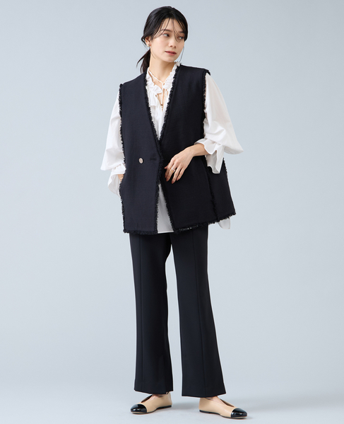 スラブツイードフリンジジレ 詳細画像 ブラック 4