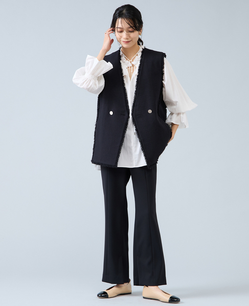 スラブツイードフリンジジレ 詳細画像 ブラック 7