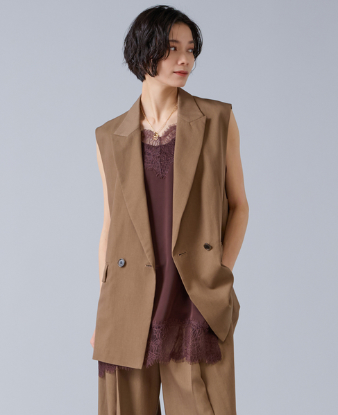 テンセルナイロンテーラードジレ