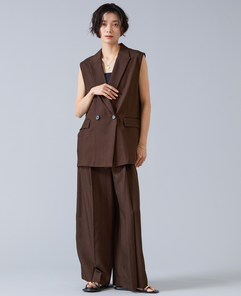 テンセルナイロンテーラードジレ 詳細画像 ブラウン 2