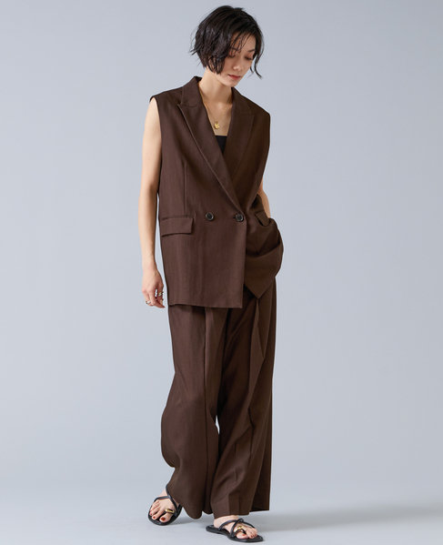 テンセルナイロンテーラードジレ 詳細画像 ブラウン 4