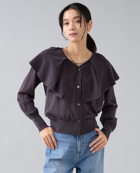 フリルカラーニット