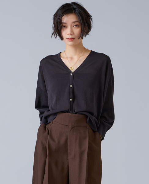 V開きカーディガン 詳細画像 ブラック 1